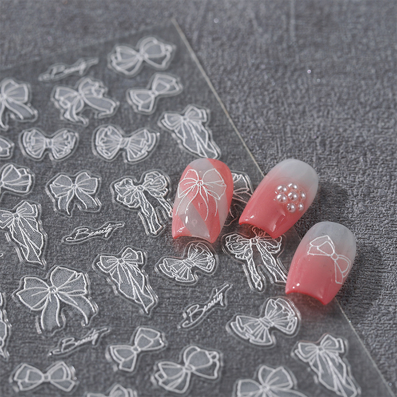 Bowtie Nail Stickers Bow Long Ribbon Tie Self Adhesive Nail Art ...