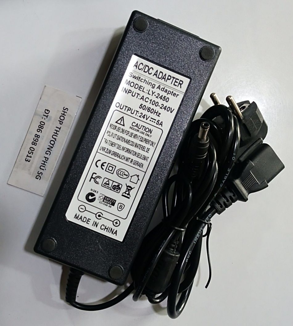 [HCM]Bộ chuyển nguồn Adapter DC: 24V - 5A (Đầu lớn - Chuẩn cắm 5.5mm X 2.1~2.5mm)