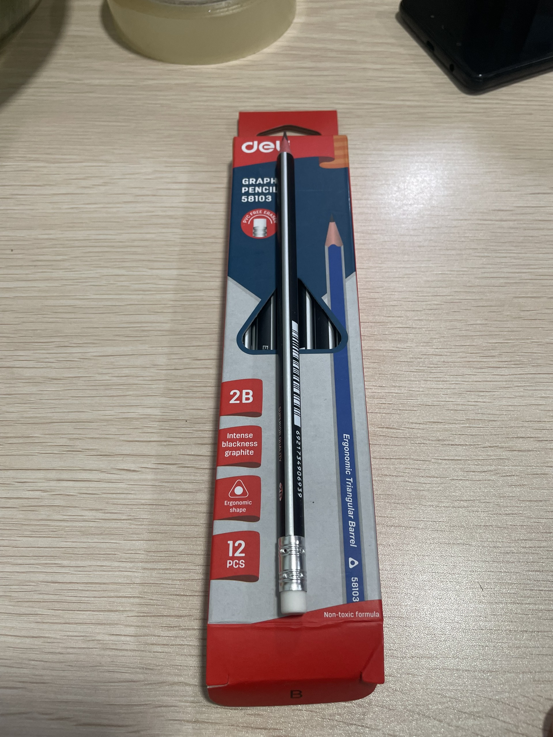 (1 Hộp 12 Cây) Bút chì 2B tam giác DELI E58103