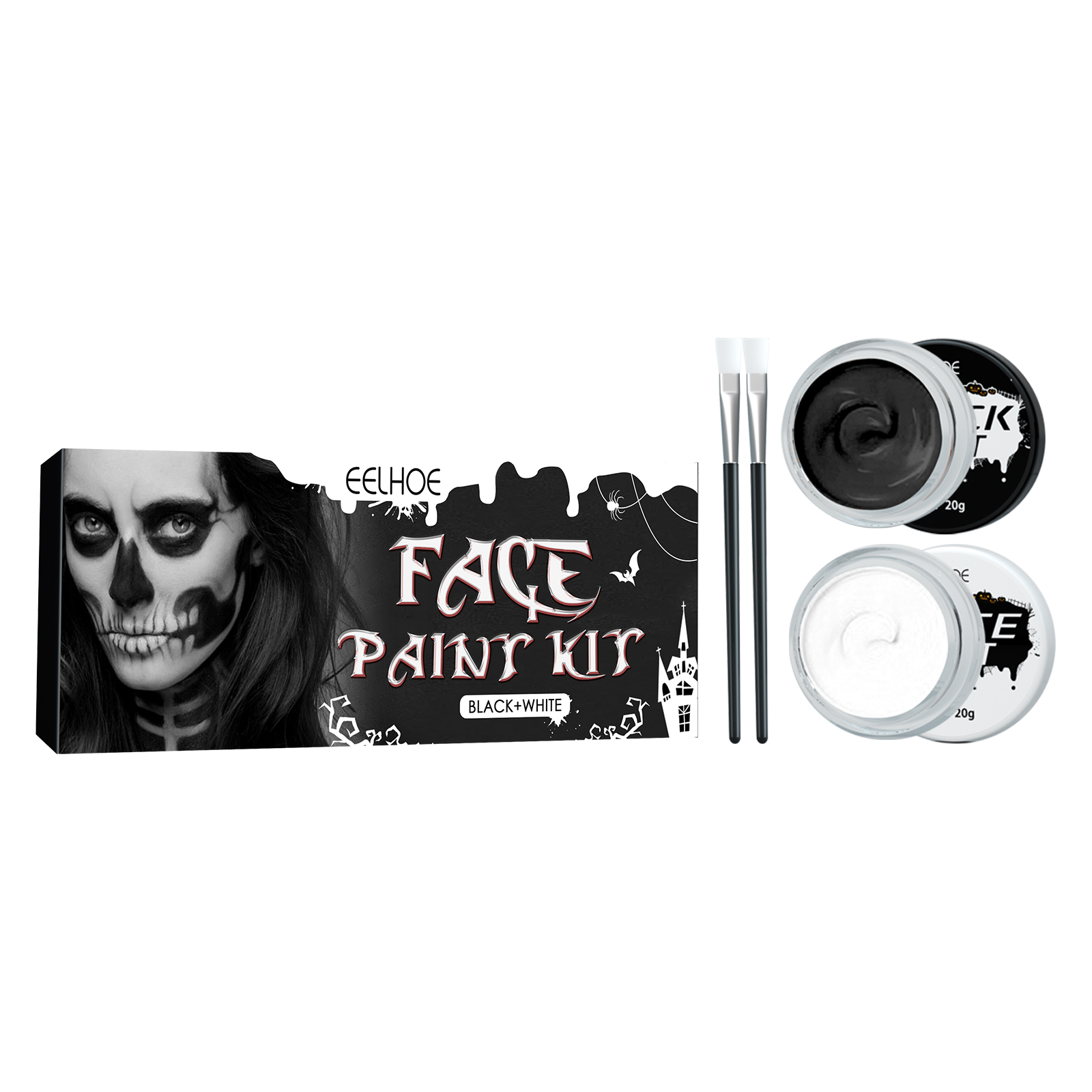 BaBycute Face Paint Halloween Black And White Body Paint Body Paint Vampire Zombie Skeleton Face Makeup Paint