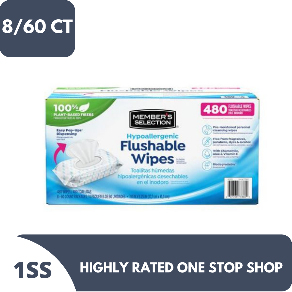 Member Selection Hypoallergenic Flushable Wipes 8/60 CT Lazada PH
