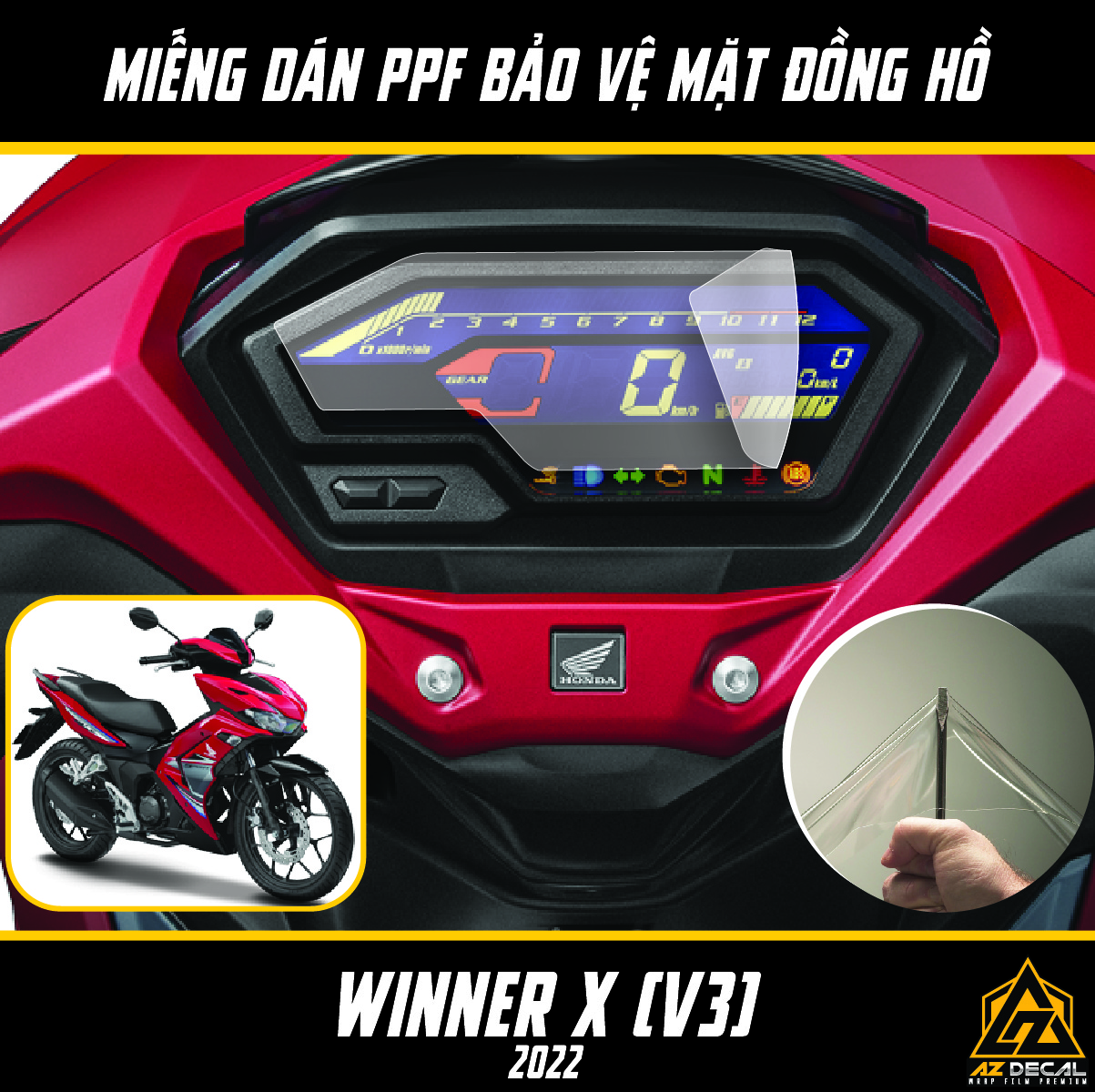 Miếng Dán PPF Bảo Vệ Đồng Hồ Winner V3 - Winner X 2022 Đời Mới Kèm Dụng Cụ Dán | Film Decal Dán Mặt Đồng Hồ Trong Suốt Chất Liệu Cao Cấp, Chống Xước, Dễ Dán - Azdecal