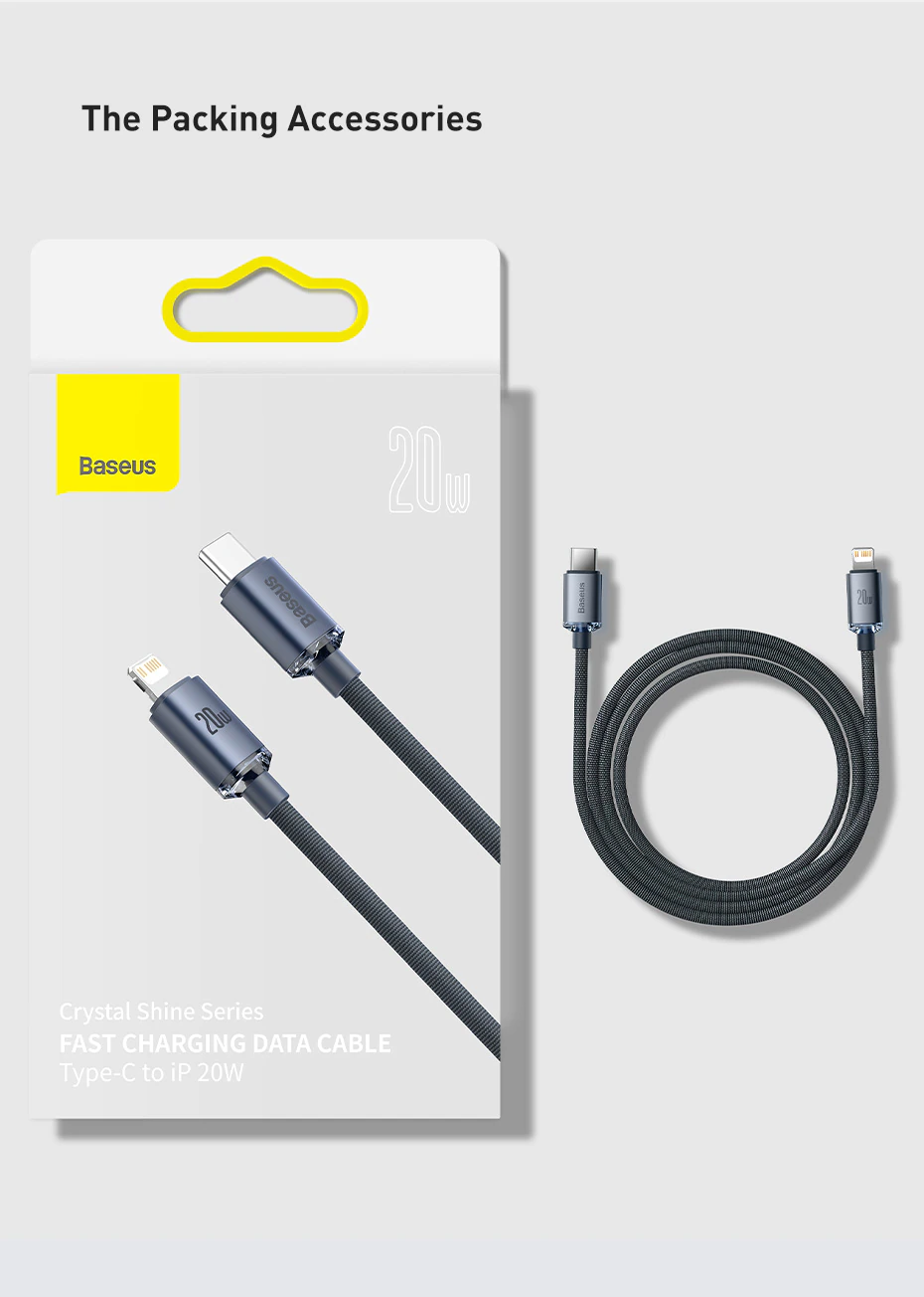 Cáp sạc nhanh 20W Baseus Crystal Shine Series Fast Charging Data Cable Type-C to Lightning