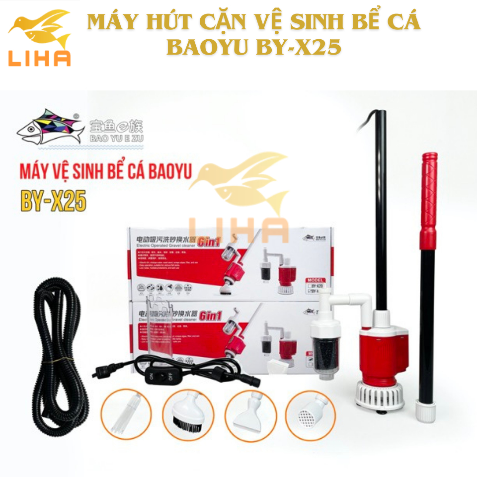 Máy hút cặn vệ sinh bể cá cảnh baoyu byx20 by-x25 - máy vệ sinh hút cặn bể cá