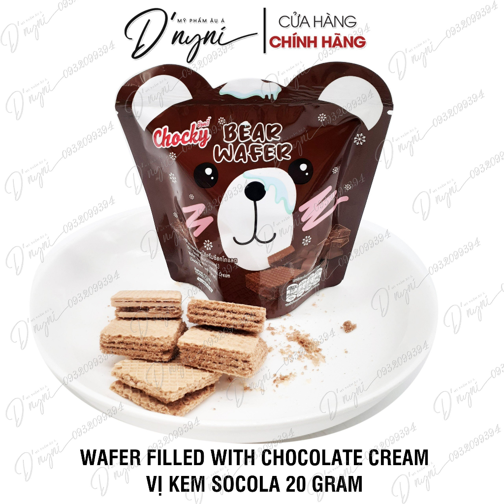Bánh xốp gấu chocky bear wafer thái lan 20 gram