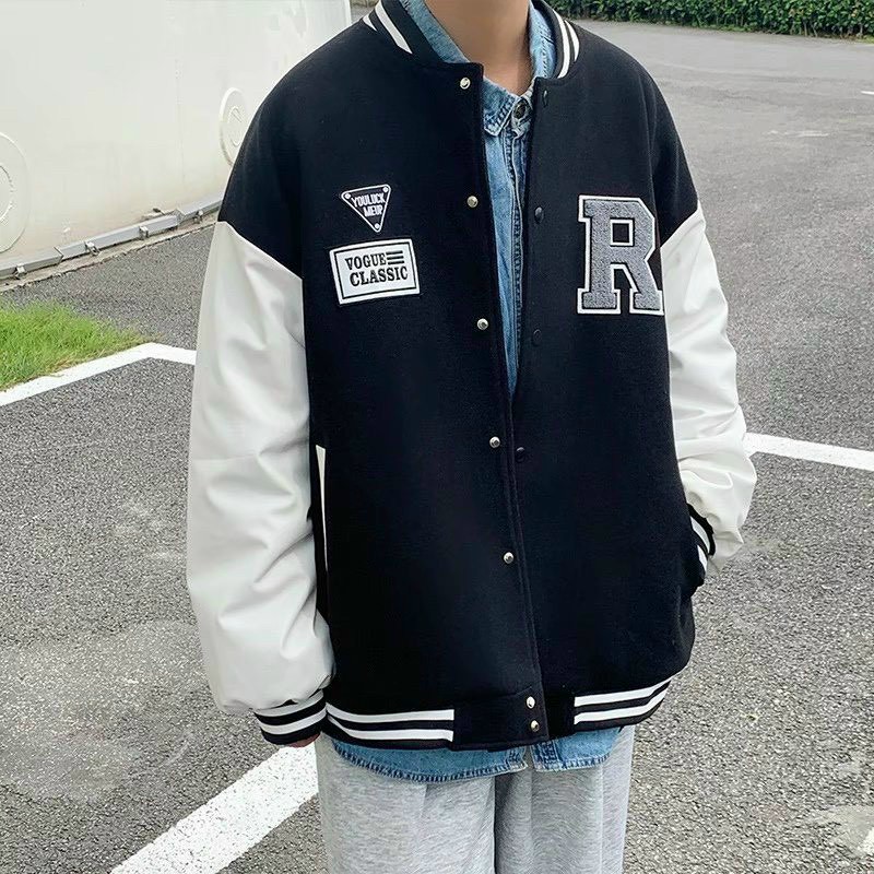 Áo khoác bomber da lộn thêu chữ r cực chất,sản phẩm bán shop lớn,chất da lộn mịn cao cấp