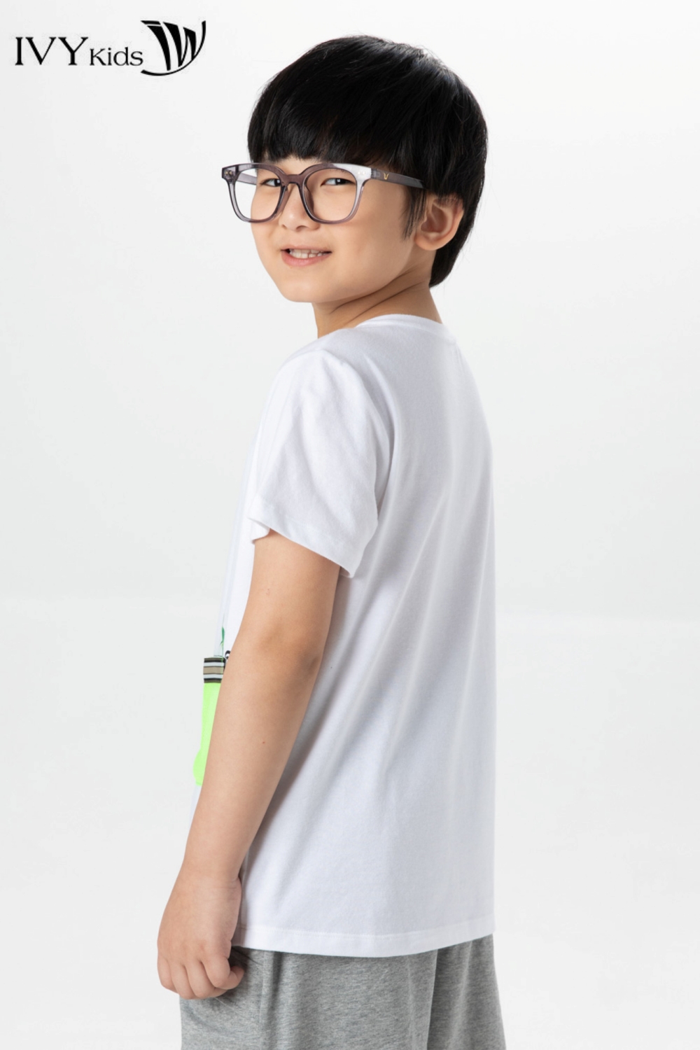 Áo thun phối túi lưới bé trai IVY moda MS 57K1386