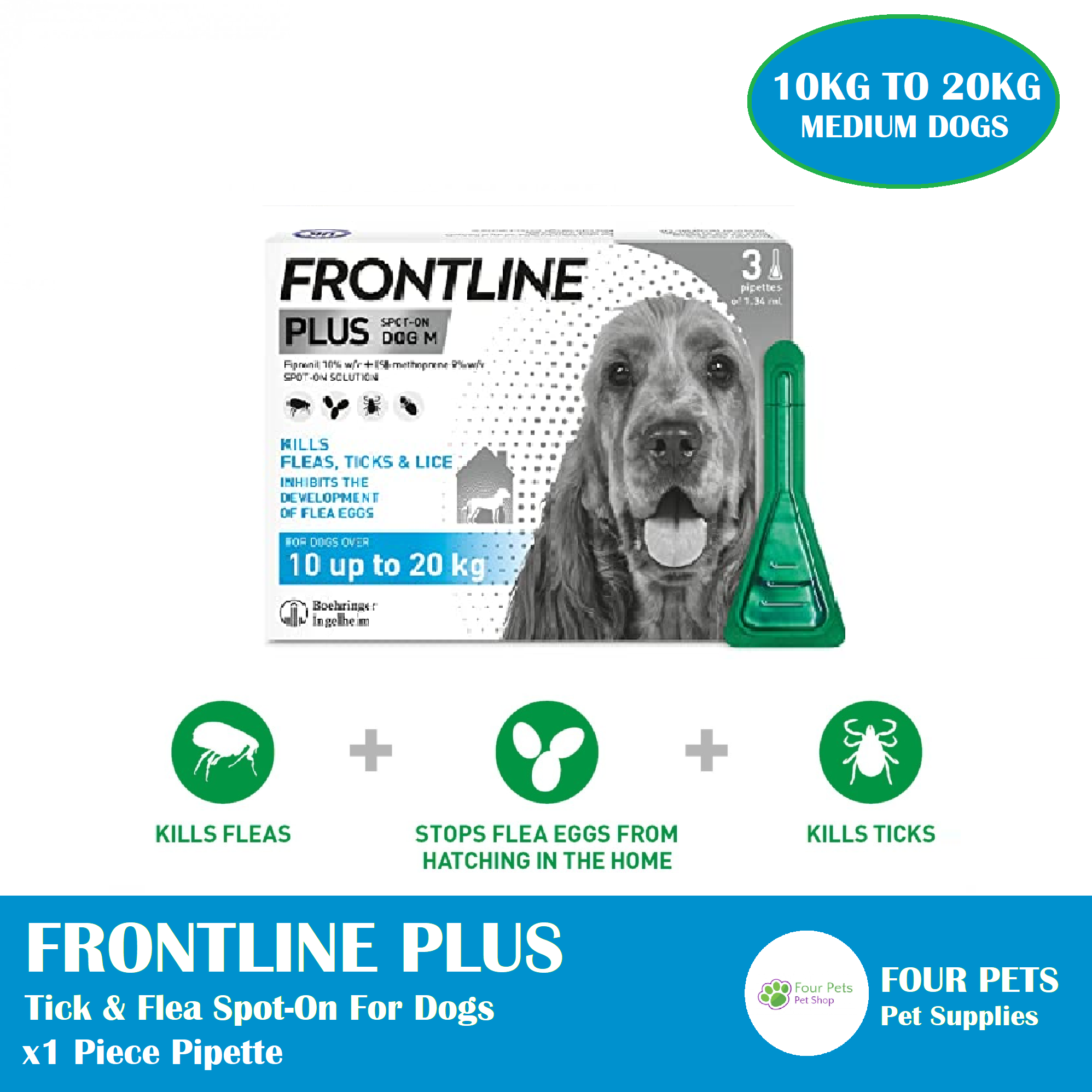 Frontline Plus Flea & Flea Spot-on Drops Pipettes For Dogs 