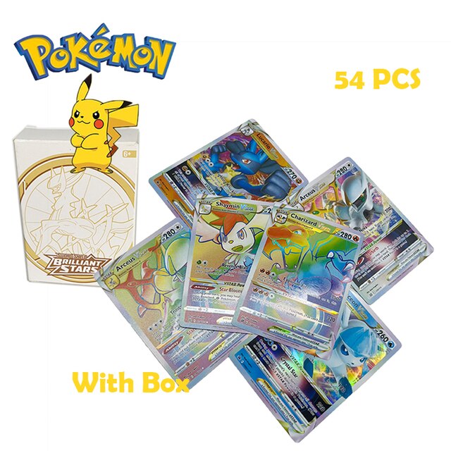 No repeat 54 pcs / box english v vmax vstar pokemon cards sword and shield brilliant stars build and battle box