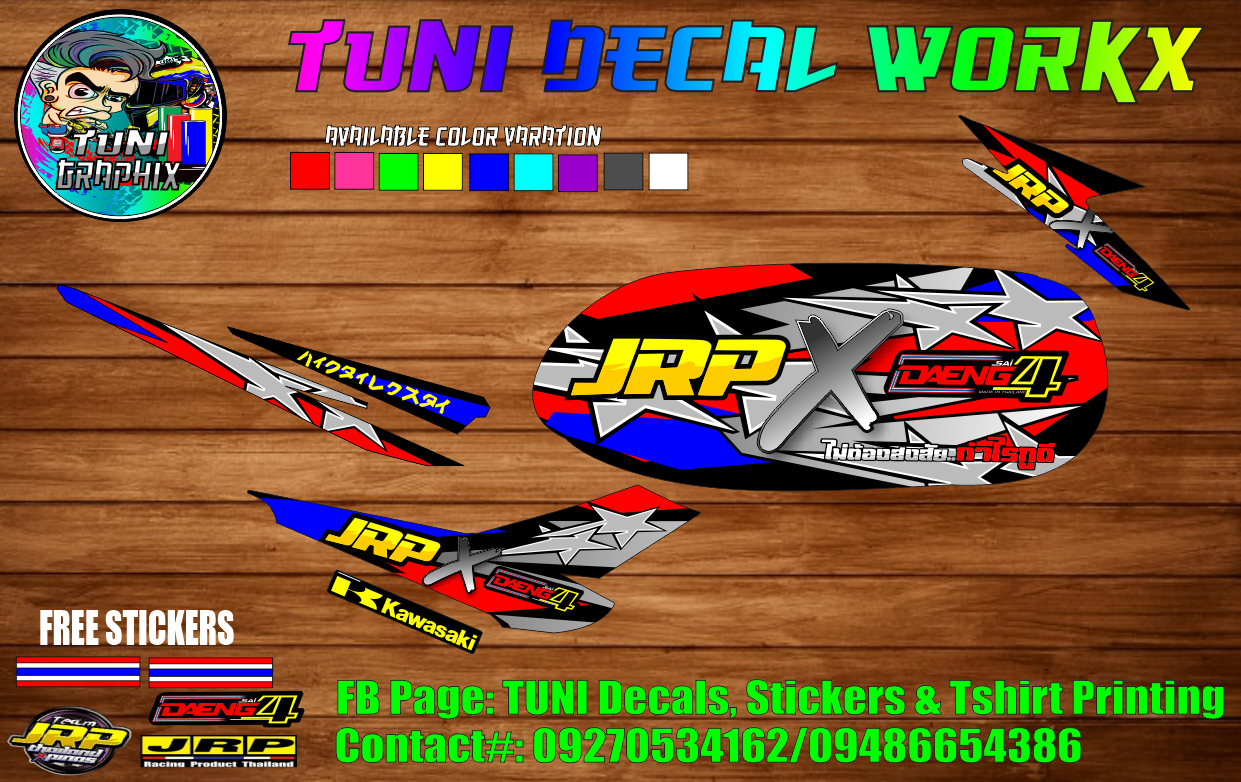 KAWASAKI BAJAJ CT1OO/CT125 SEMI FULL (JRP X DAENG DECALS V1) W/FREEBIES ...