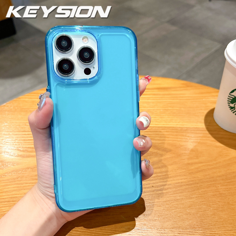 Keysion transparent shockproof case for iphone 15 pro max 15 plus clear bumper tpu silicone cover for iphone 14 13 12 pro max