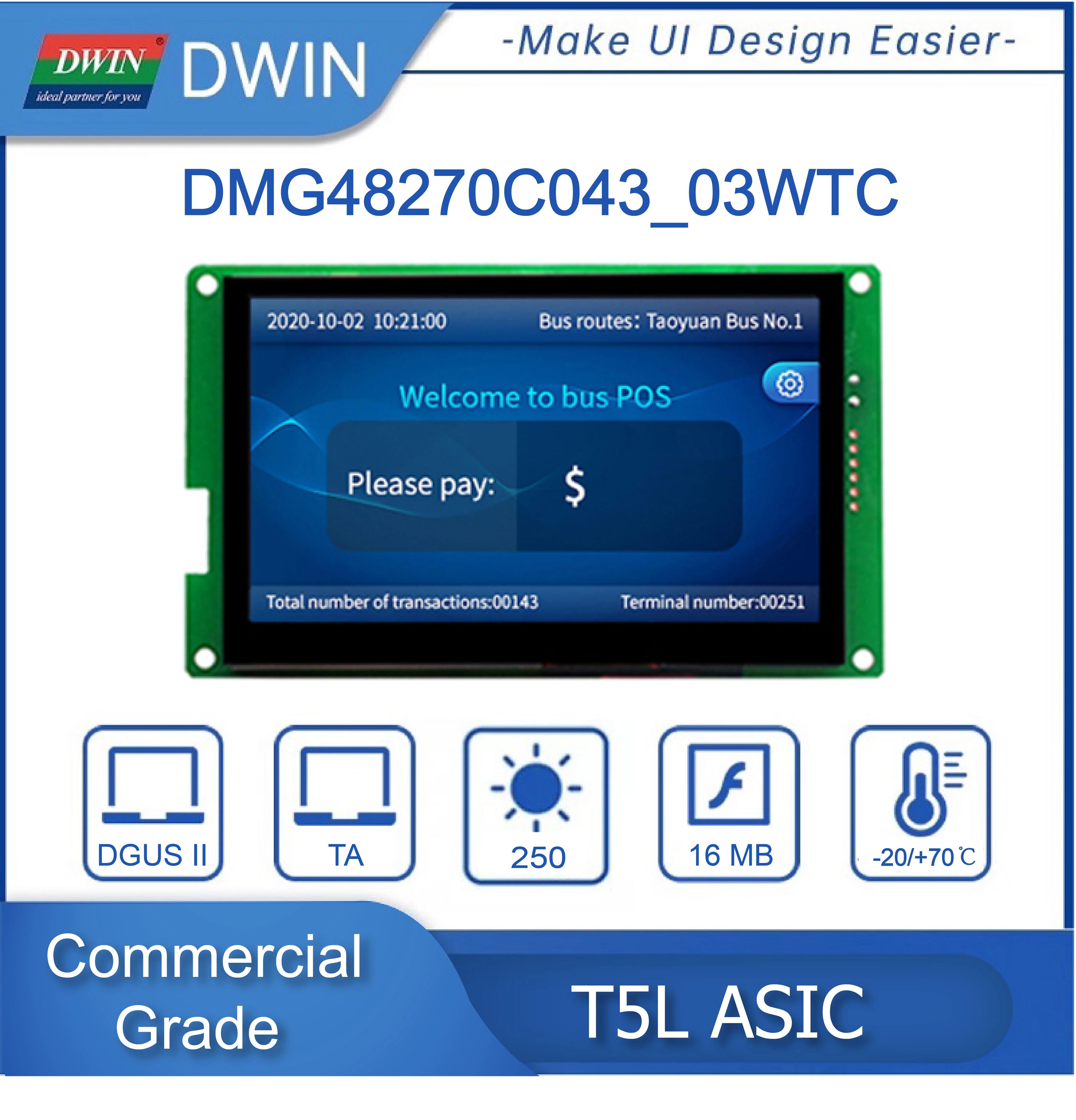 【Limited Time Only】 Dwin 4.3 Inch 480x272 Tft Lcd Display Hmi Touch Screen Smart Display Hmi Screen