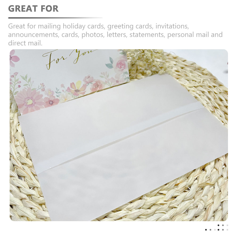 【SmartHorizon】50 Pcs Wedding Invitation Paper Envelope Blank Greeting Cards Clear Blank for Letters Portable Translucent. 