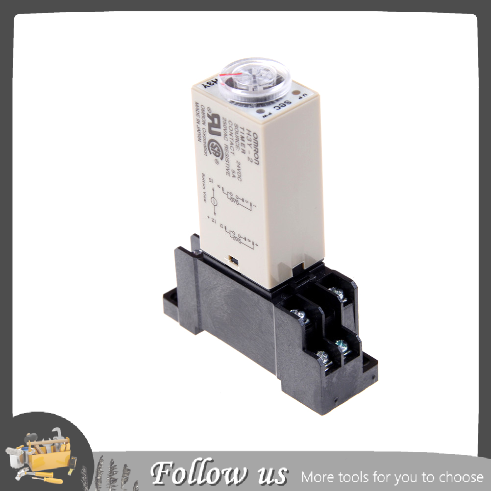 【FUN】 Buytra 【NineOne Peony】DC 24V H3Y-2 Power On Time Relay Delay Timer 0-60 Second DPDT Base Socket