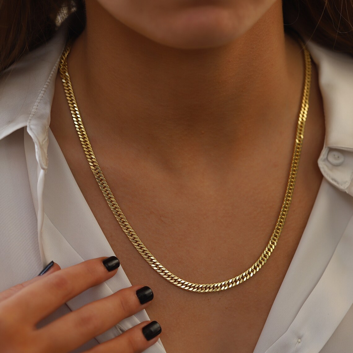 Double Cuban Chain Gold Necklace for 