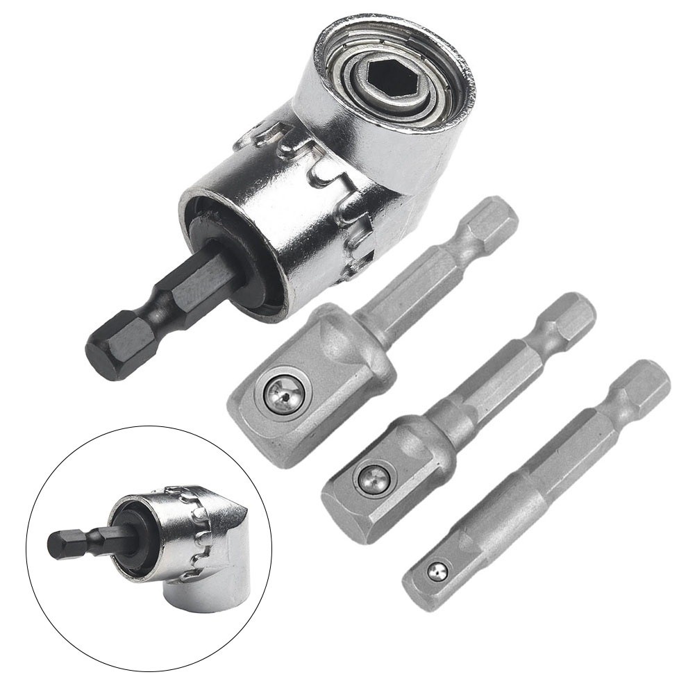 4pcs Socket Adapter With 105 Degree Corner Hex Shank Drill Bits Extension Rod