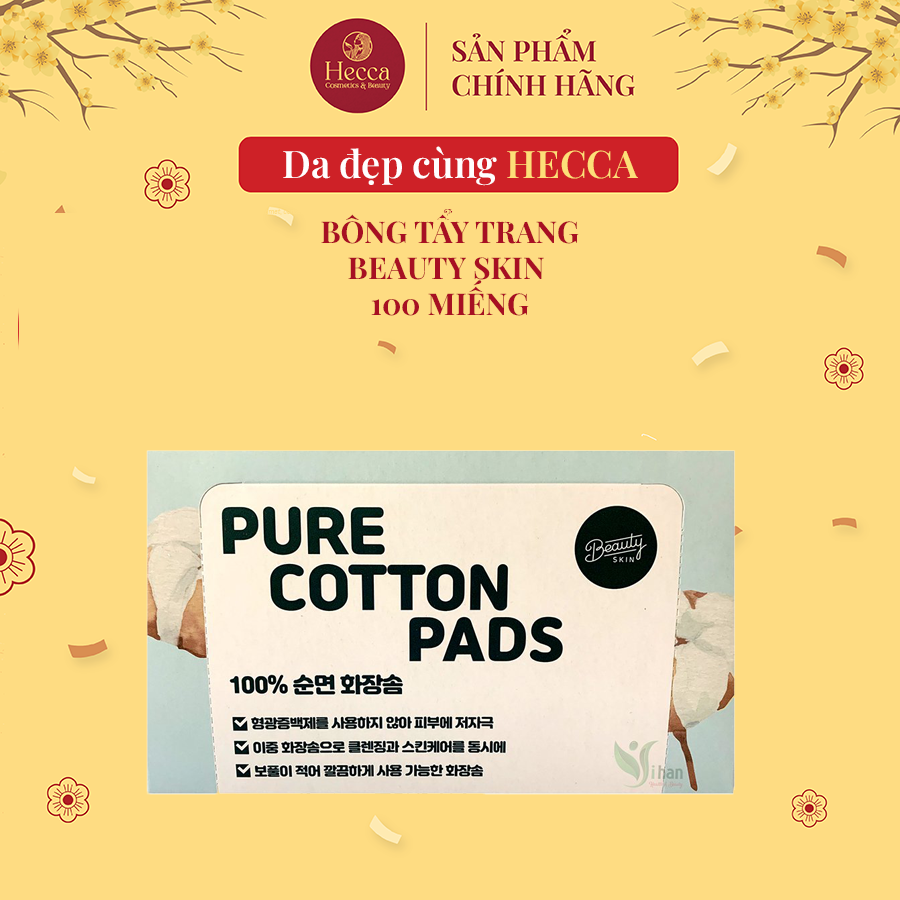 Bông Tẩy Trang Beauty Skin Pure Cotton Pads 100 miếng - Hecca thumbnail