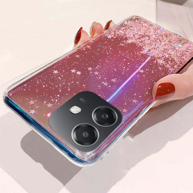 New Phone case OPPO A5i case Glitter Bling Sequins Starry Sky Transparent Soft Full Stars Moon for OPPO A5i case. 