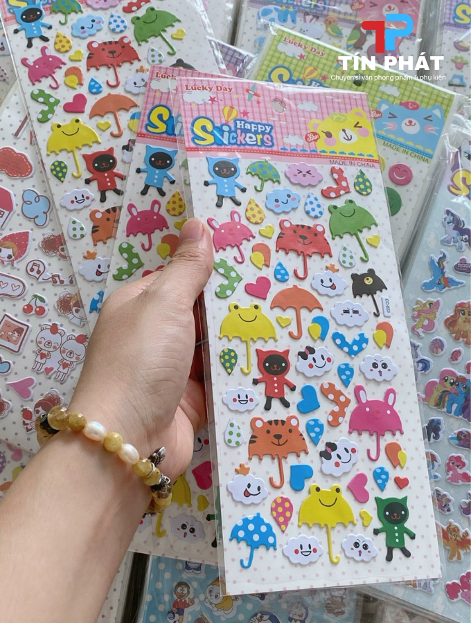 Sticker nổi trang trí sổ vở, bình nước