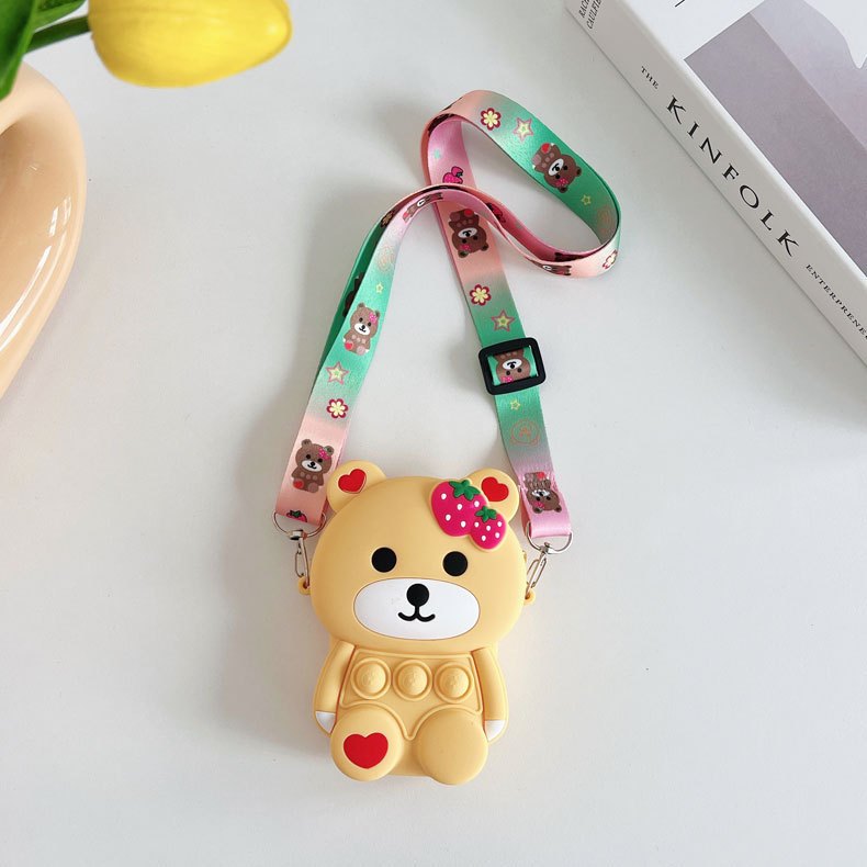Túi đeo chéo phiên bản popit đựng tiền xu bằng silicon dễ thương cho bé cho bé gái