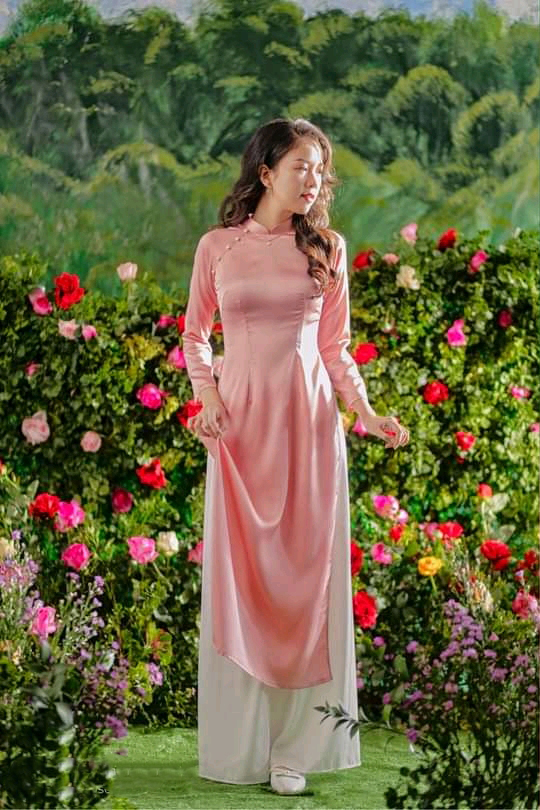 Áo dài cách tân nữ trơn thiết kế 2 tà may sẵn, áo dài lụa hồng trơn, áo dài nữ cách tân hồng, áo dài cách tân hồng - adct2t hồng