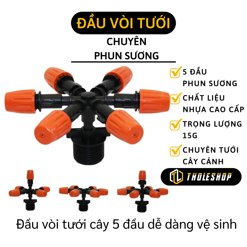 Béc tưới cây - Bộ 5 béc phun sương tưới hoa lan - Đầu vòi tưới cây 5 tia