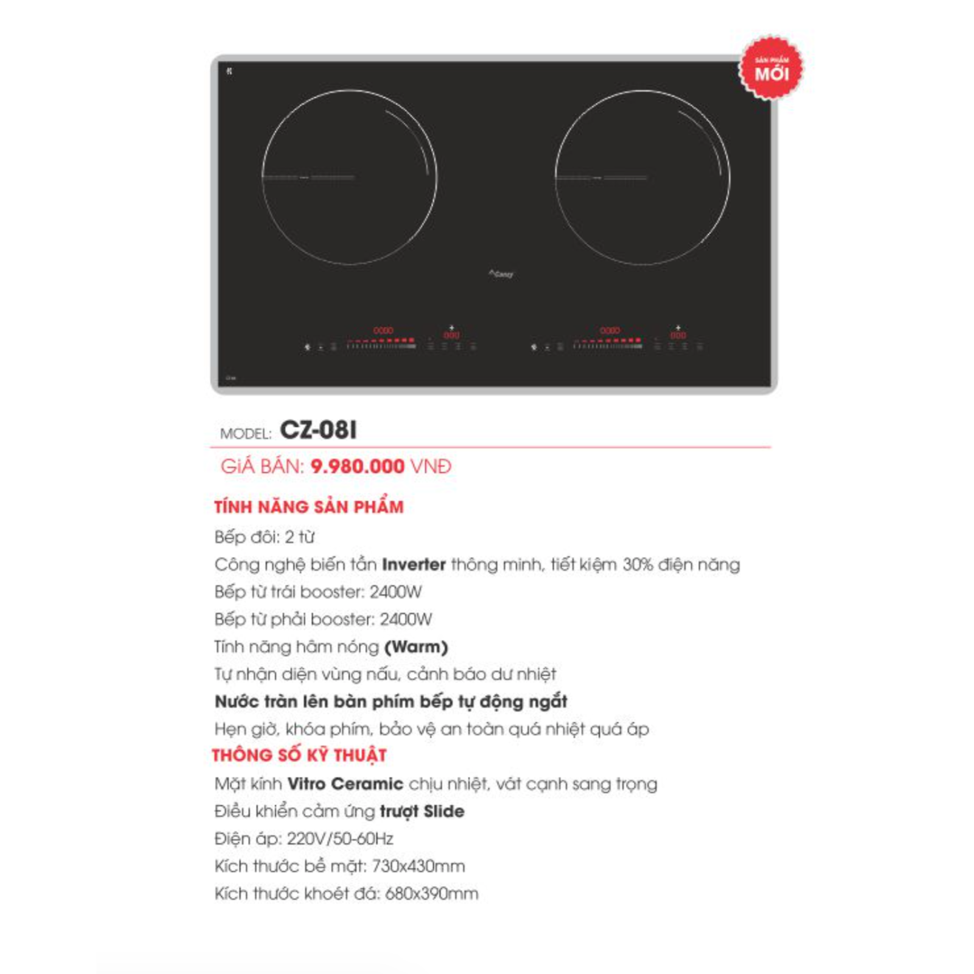 Bếp từ đôi Canzy CZ-08I
