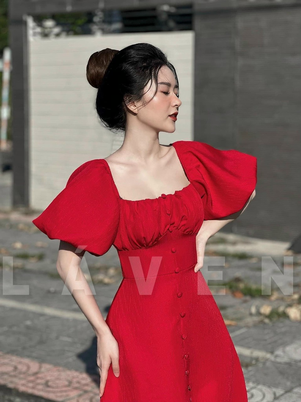 đầm xòe nút bọc xinh xắn siêu hot