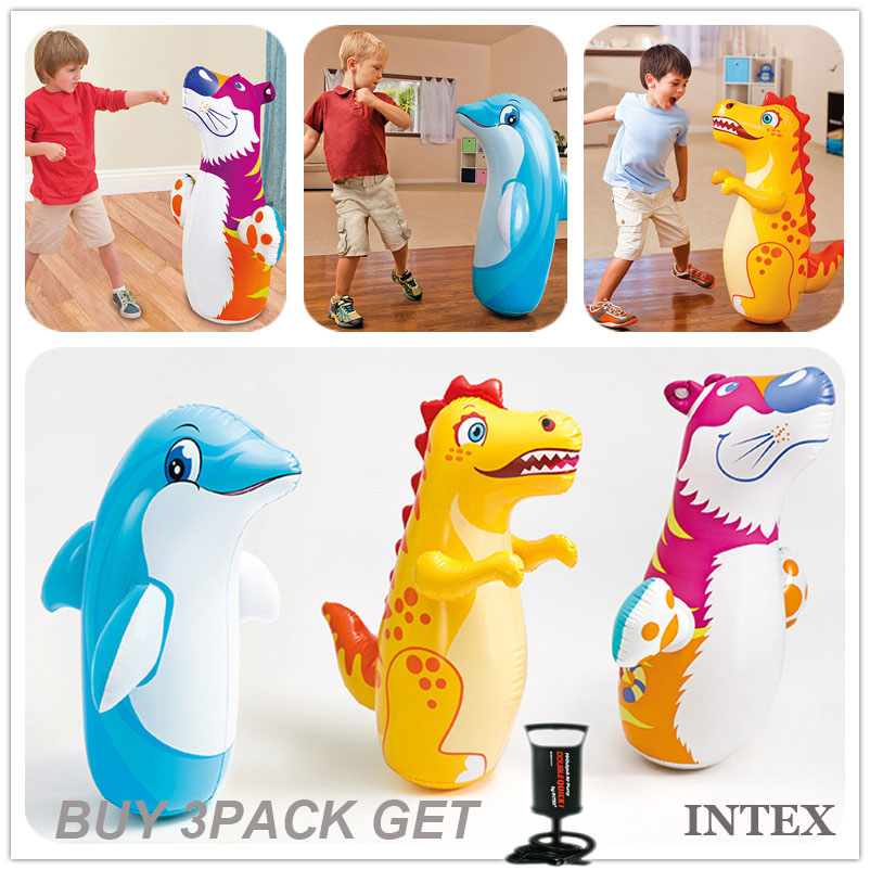 INTEX Inflatable 3D Bop Bags*Tiger*Dinosaur*Dolphin*Water-weighted 