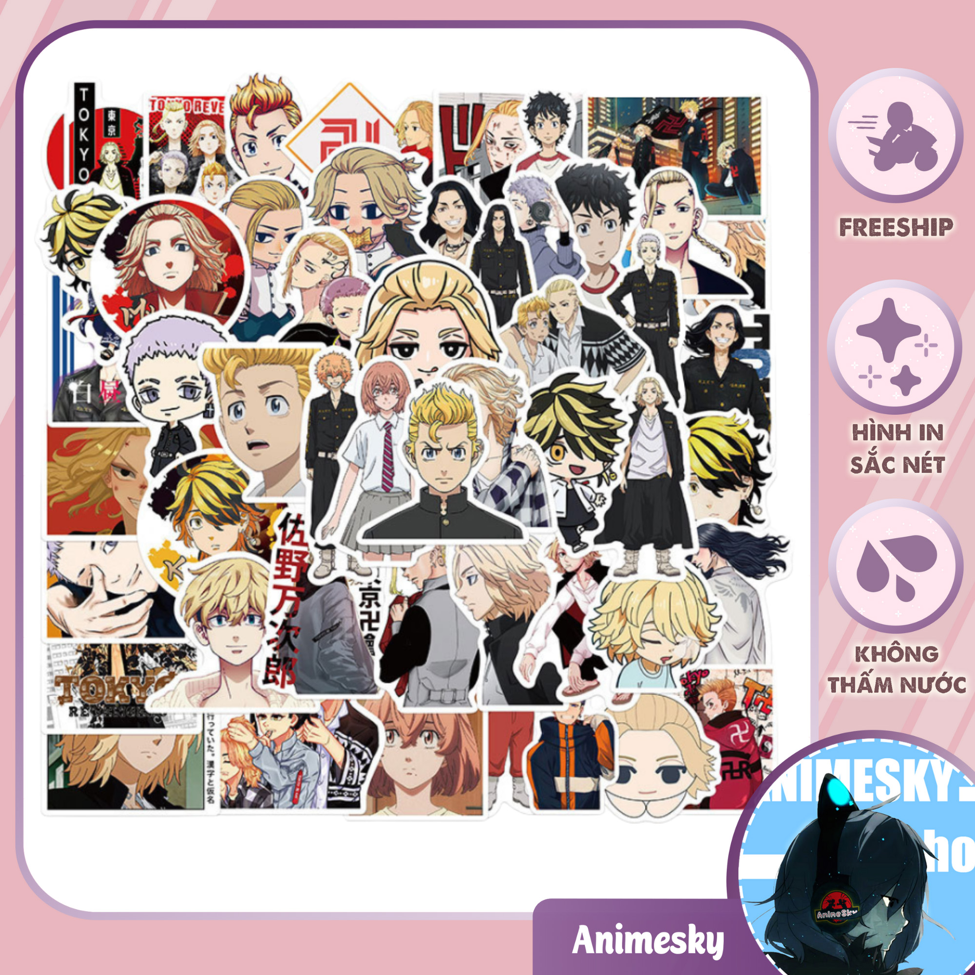Giảm ₫15,000] Sticker Anime Tokyo Revengers combo 50 cái chống ...