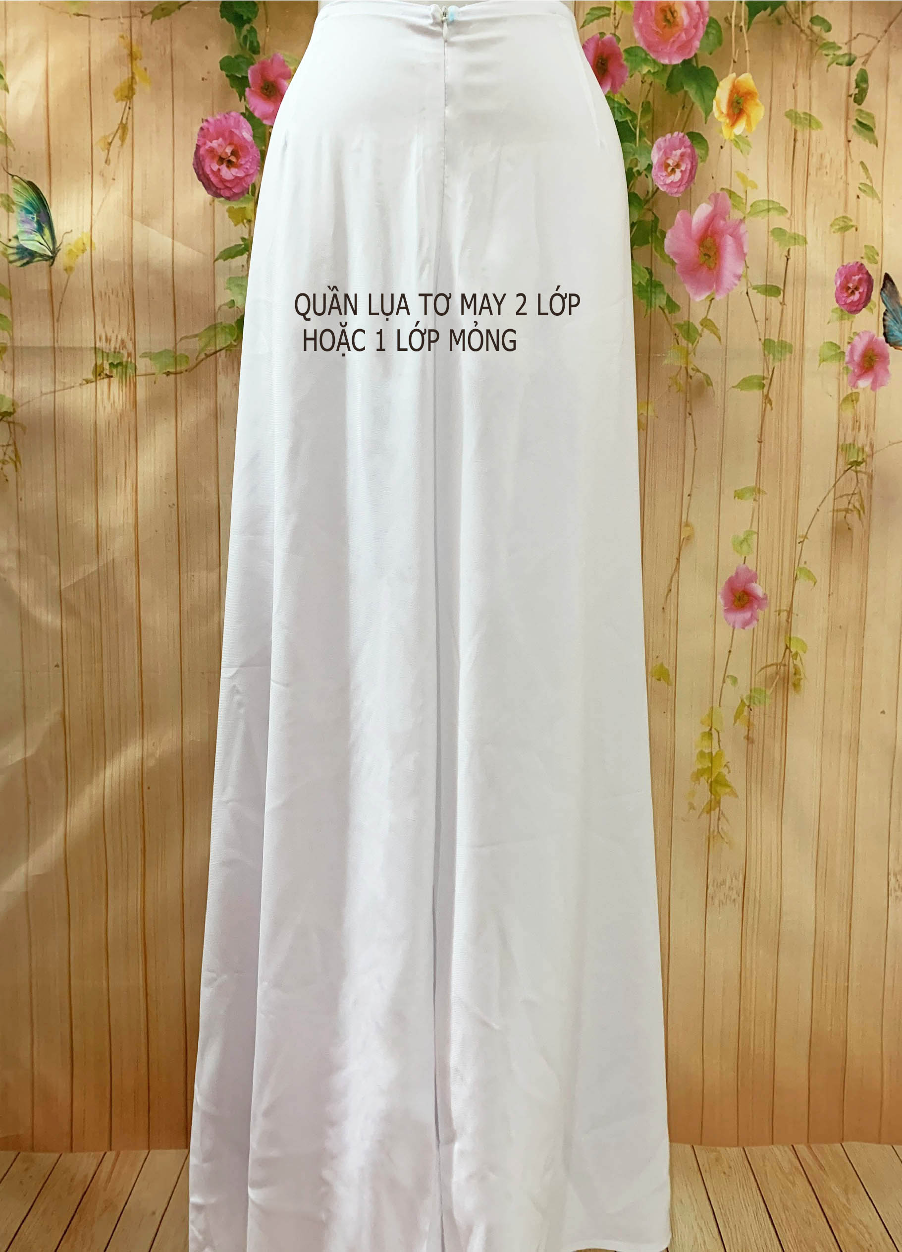 Quần LỤA TRẮNG TINH MAY 2 LỚP-KHÔNG LỘ hoặc chọn QUẦN LỤA TRẮNG LOẠI DÀY