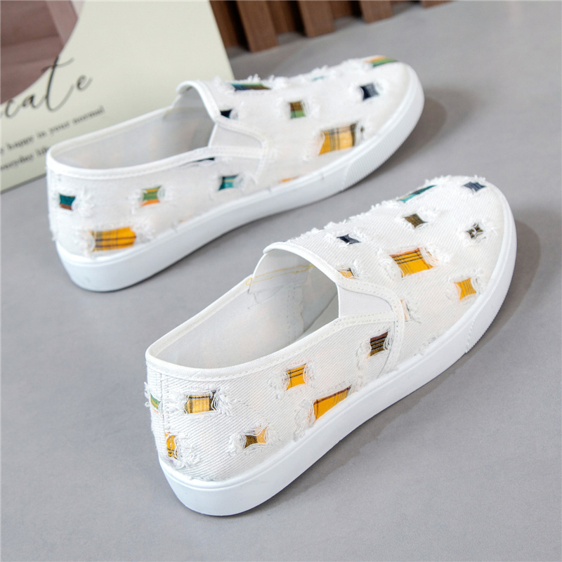 RENBEN Women's fashion shoes breathable canvas shoes new student slip-on white shoes sneakers cloth shoes