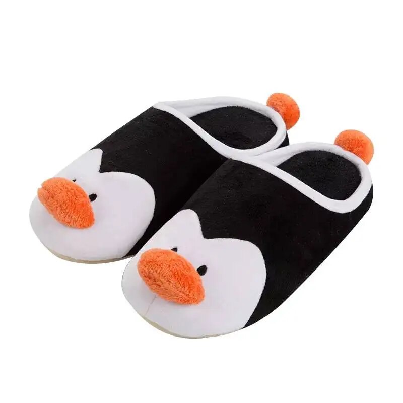 ASILETO Womans Man Slippers Penguin Animal Cartoon Winter Warm Indoor Home Children Slide Cute Family Lovely Cotton Floor Shoes