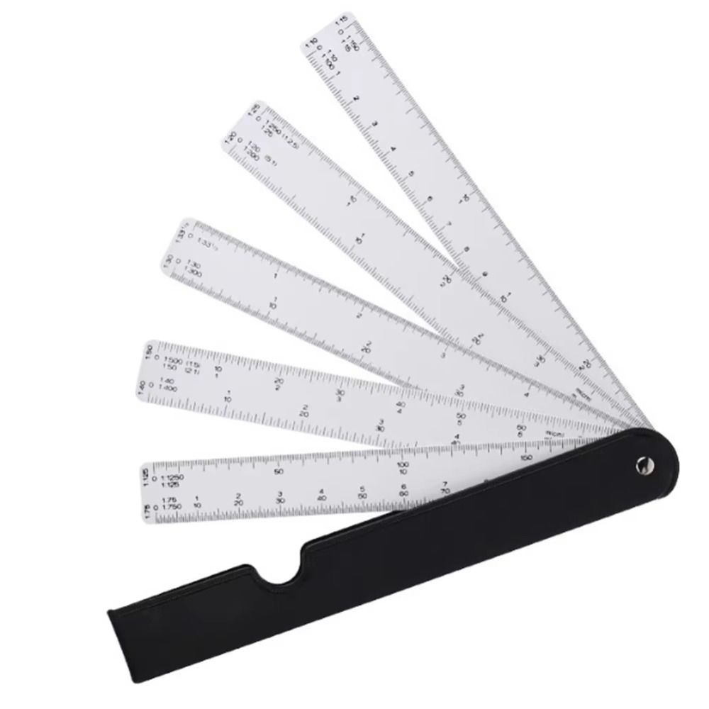 5 Scale Ruler Clothing Ruler 5 Blades Fan Shape Scale Ruler Multifunctional Drawing ...