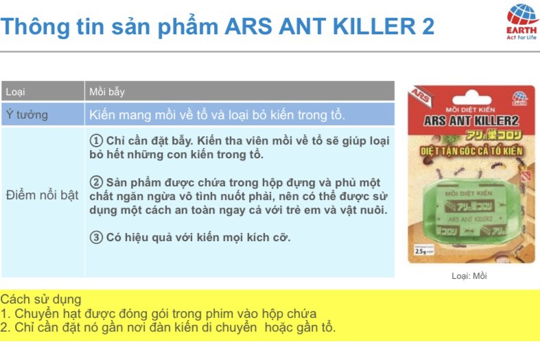 Mồi diệt kiến ars ant killer 2 diệt kiến tận gốc bẫy dẫn dụ kiến hàng nhập - ảnh sản phẩm 3