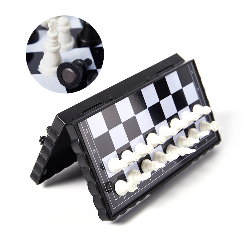 QAM 32pcs Mini cờ vua đặt gấp nhựa bàn cờ nhà ngoài trời di động Kid đồ