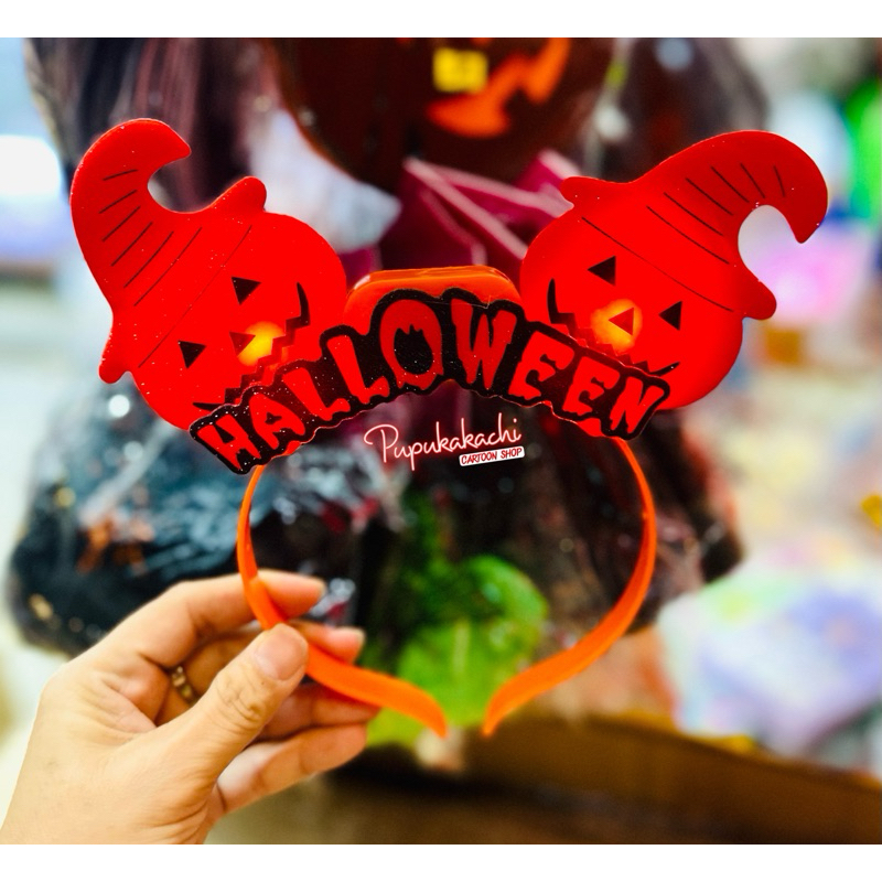 Cài tóc bí ngô halloween có đèn led thay đổi màu