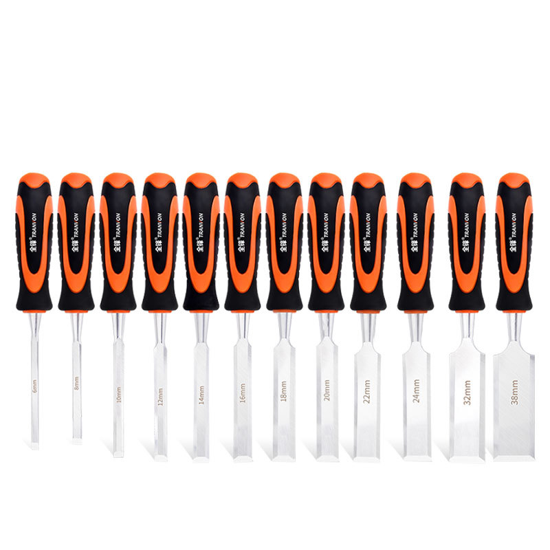 ZUOGUAN Đục gỗ Đầu phẳng cái Đục gỗ dụng cụ nghề mộc Trọn Bộ Dao đục đục dẹt Đục Gỗ Đủ Size Hark Caput Thép Chuẩn