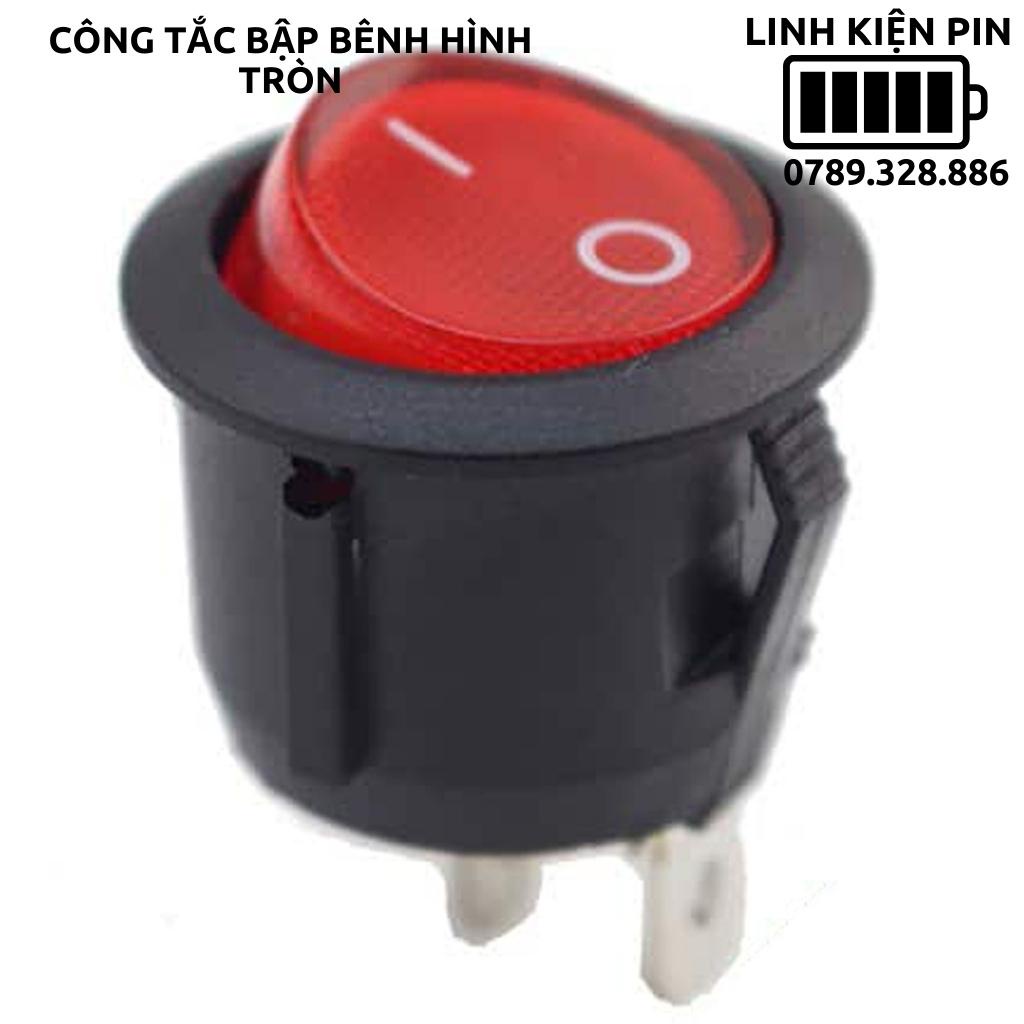 Công tắc bập bênh hình tròn 220v 6a có led