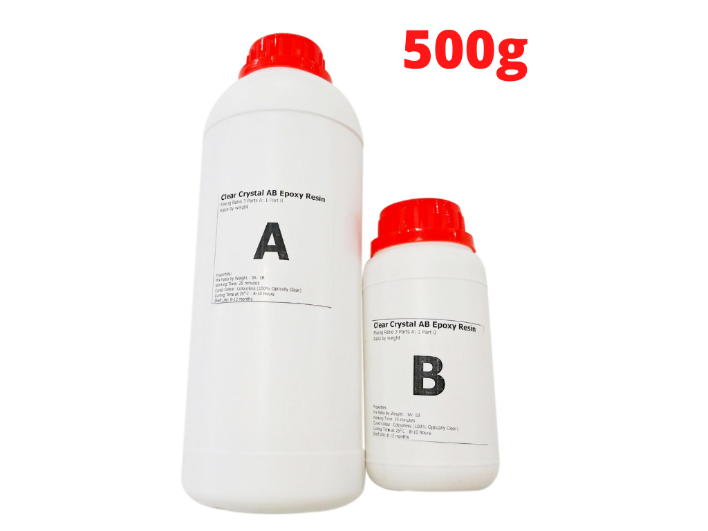 Keo epoxy resin trong suốt clear crystal đổ nhựa làm khuôn, vẽ 3d 500g
