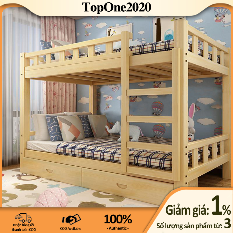 HCMTrả góp 0% Giường tầng gỗ mộc giường đôi cao thấp trẻ em người lớn căn thumbnail