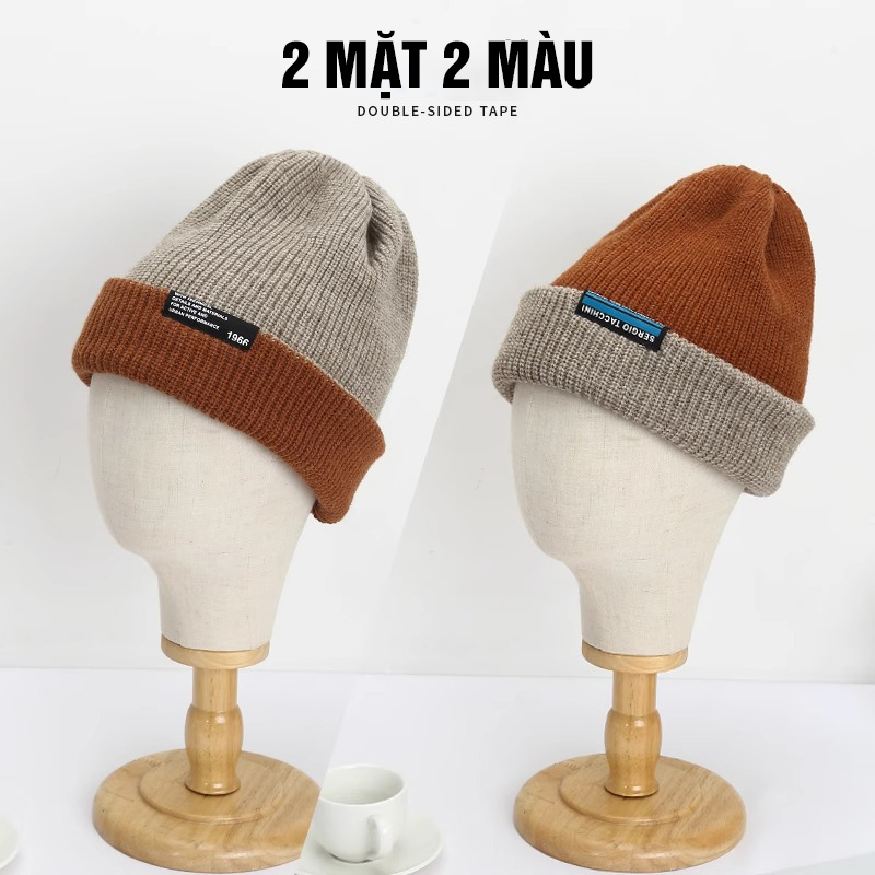 Nón Len 2 Mặt Nam Nữ 2 Kiểu Đội Dày Dặn Ấm Áp - 100style