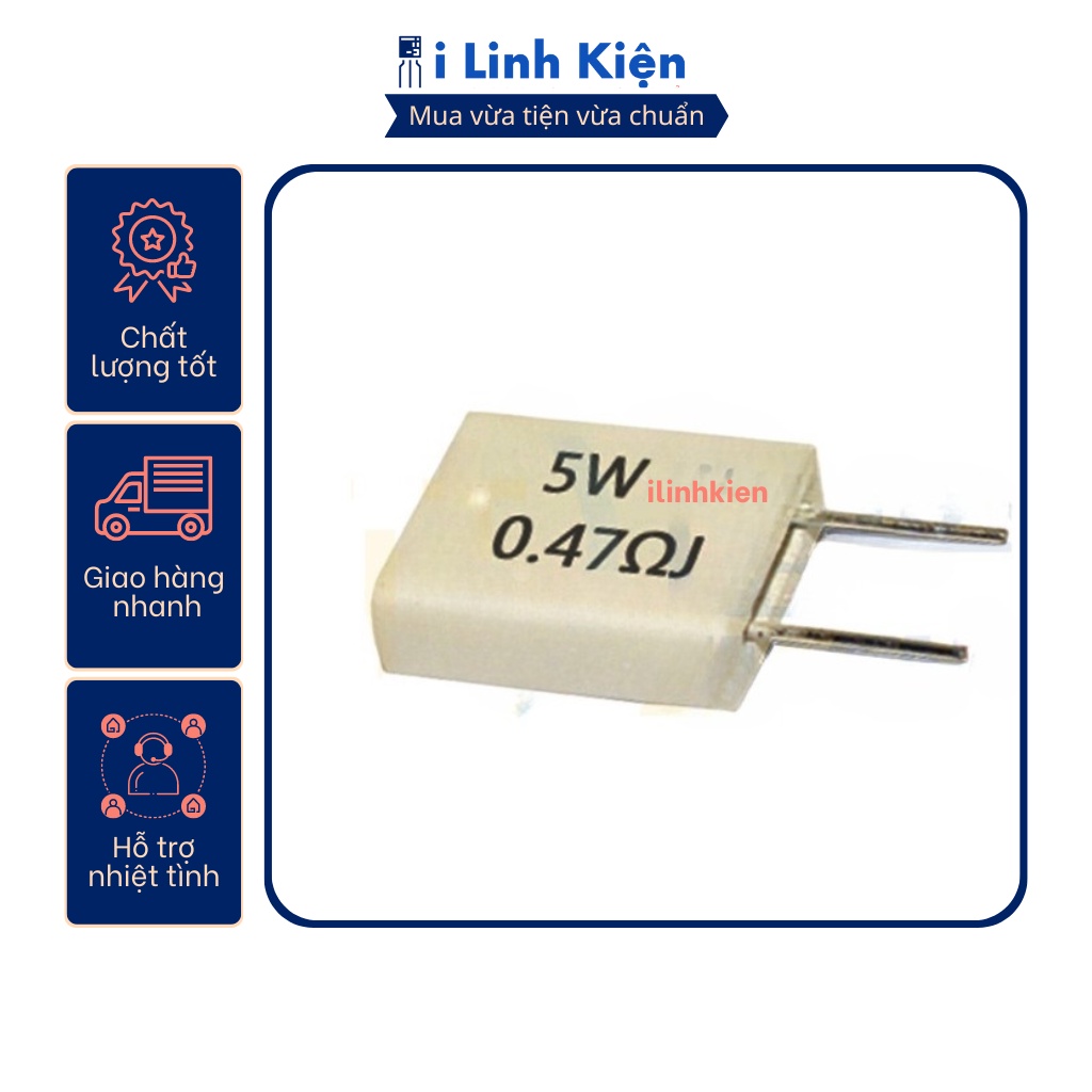 Điện trở sứ 5w 0.47r 5% koa bpr56 chân đứng