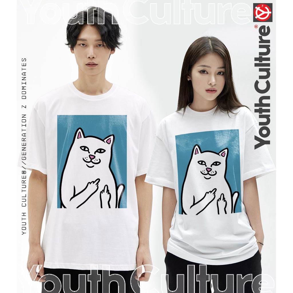 Áo thun t shirt 'cat meme fcuk' white t-shirt unisex trendy tee