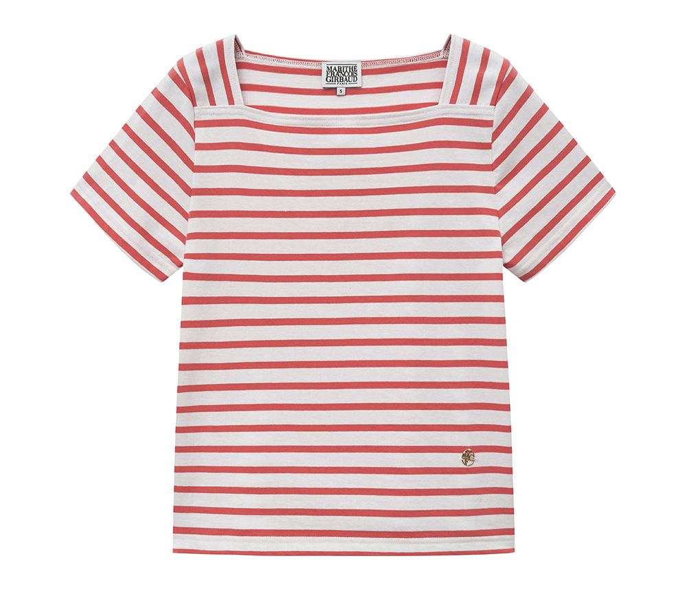 Tシャツ・カットソー Marithe + Francois Girbaud W SQUARE NECK STRIPE HALF TEE blu 90s Marithe & Francois Girbaud T Shirt - XL – DG