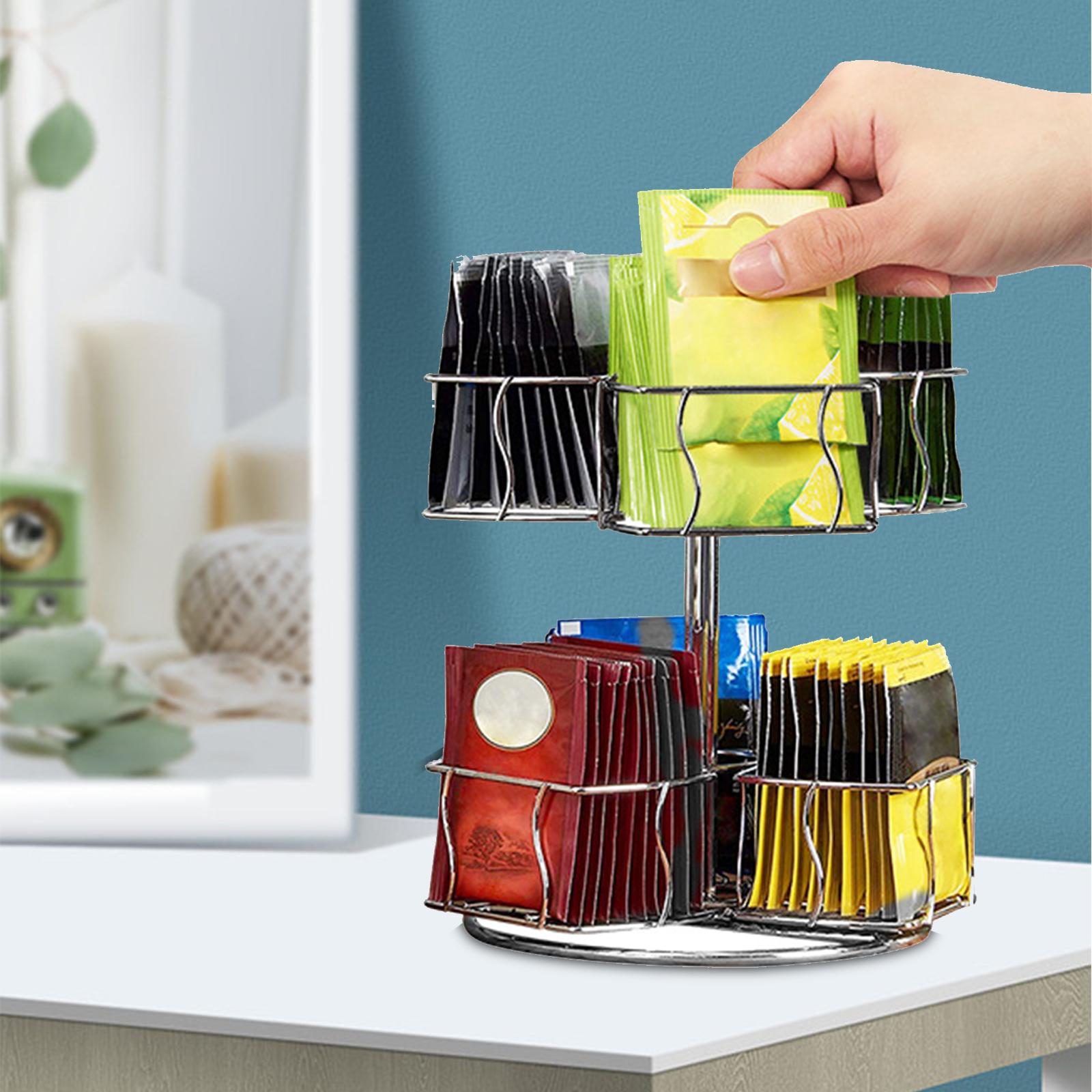 Blesiya Tea Bag Storage Holder Display Case Space Saving Sturdy Large Capacity Tea Bag Rack for Office Desk Drawer Home Dorm