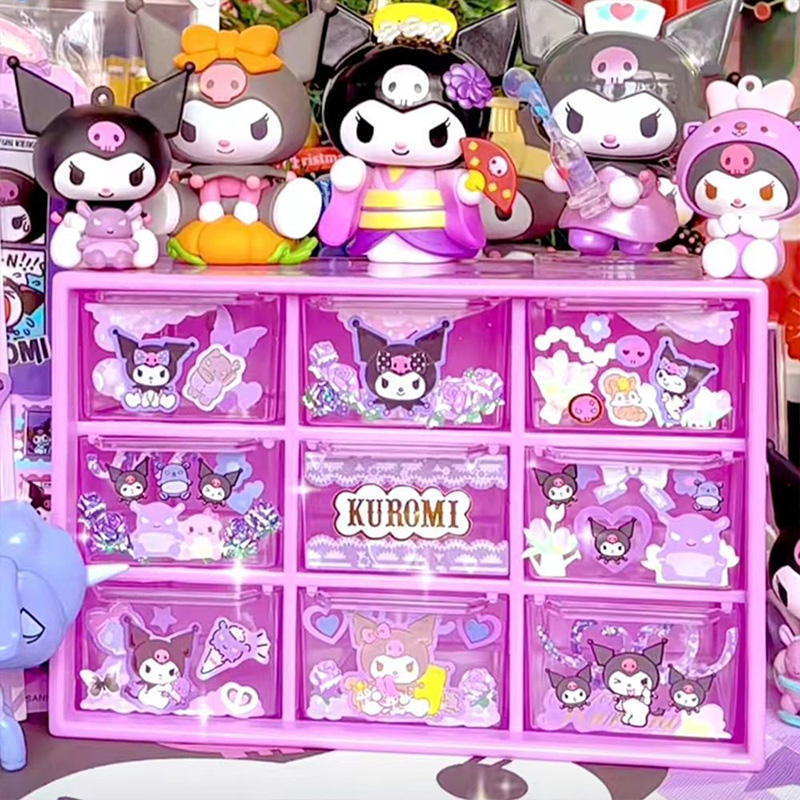 Compartmentalized Sanrio desktop storage box Kurome storage box student dormitory drawer table bedroom nine-square grid