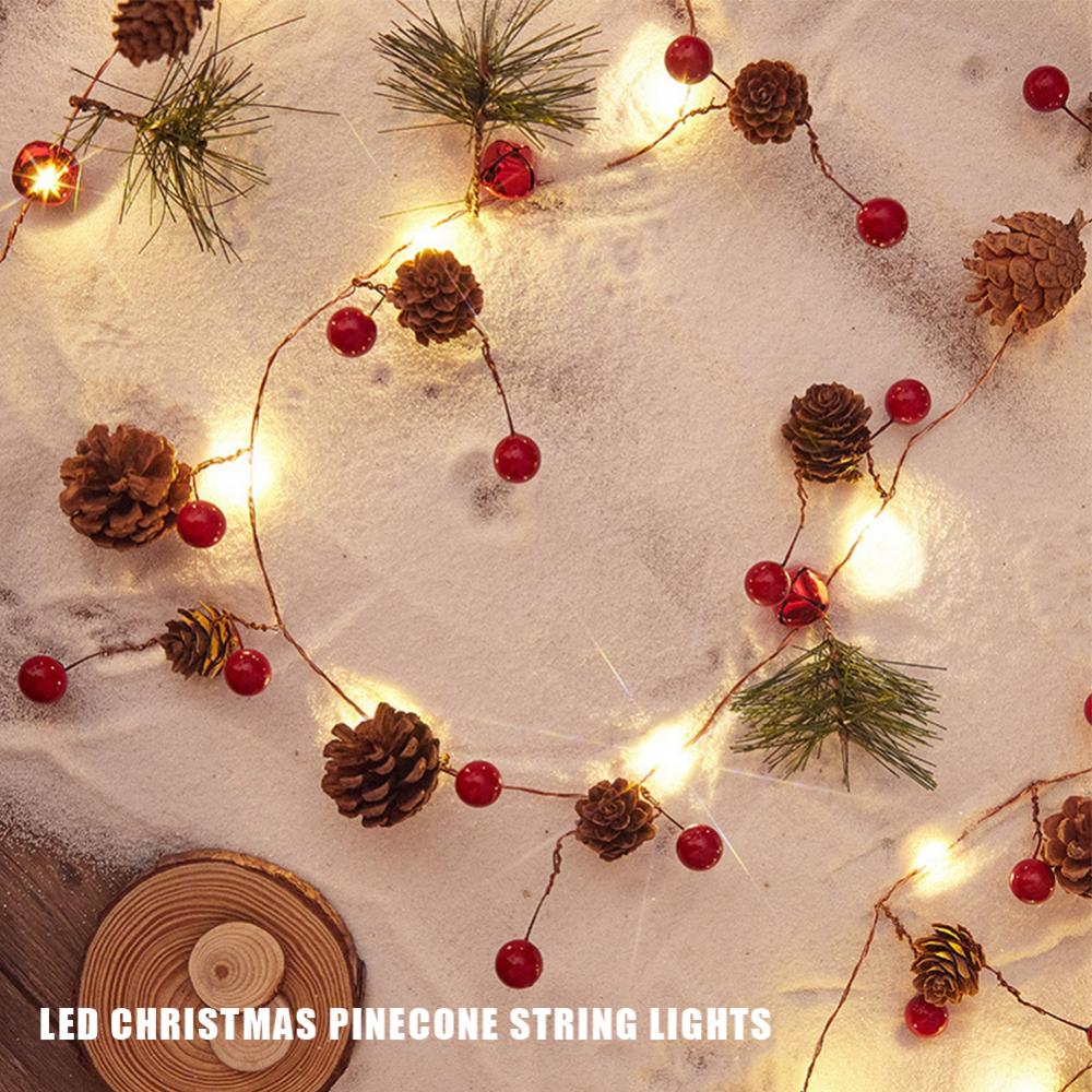 Christmas String Lights 2M Christmas Pine Cone LED String Light Decor Battery Operated Warm White Lights Xmas Home Decor