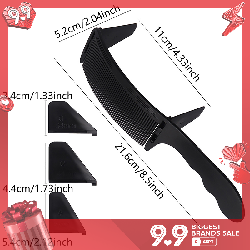 💖【Lowest price】Refreshing Cong Tóc Cắt Cắt Arced Lược Thợ Cắt Tóc Phẳng Top Cắt Tóc Lược Bàn Chải Làm Tóc Công Cụ Cắt Tóc Lược Bộ