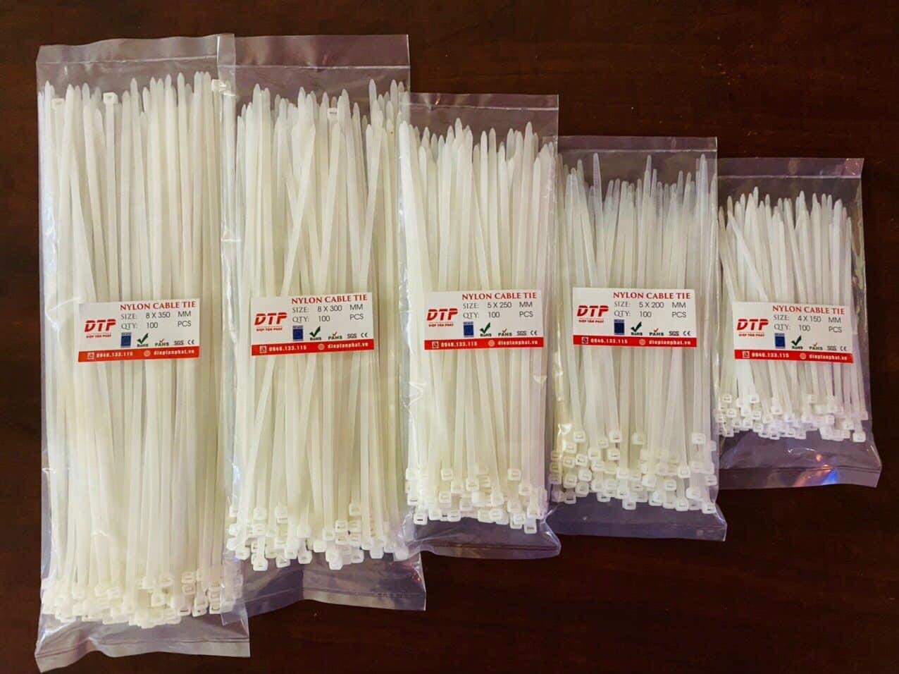 Dây rút nhựa đủ size, dtp nylon cable tie - túi 100 dây
